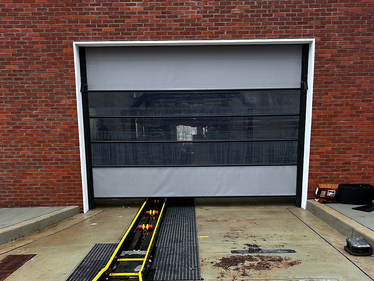 High speed roll up door at a car wash bay in Mount Airy